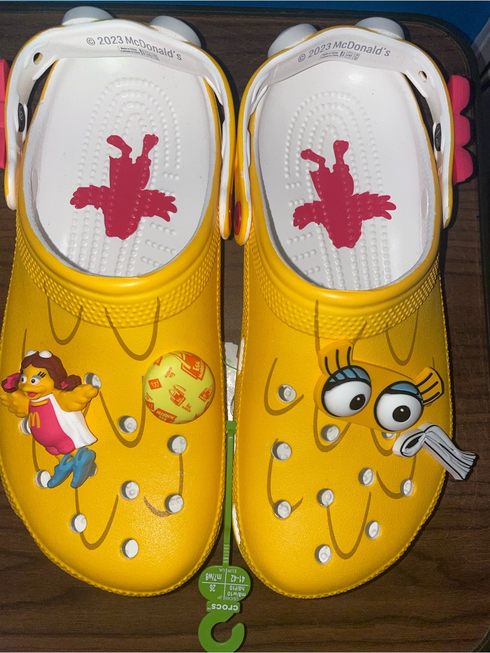 McDonald's Bright Yellow Crocs Sandals with Character Charms Woman10/Men8